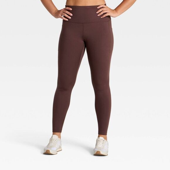 All In Motion - Women's High-Rise Fleece Lined Winter Leggings - A Brown - Picture 4 of 4